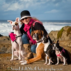 Here is a recent photo of Alisha McGraw and her deaf and hearing dogs.